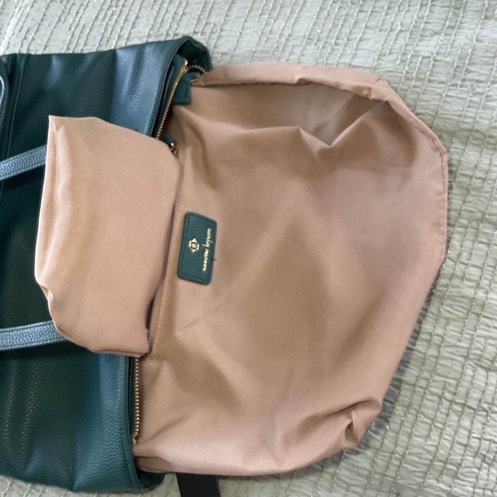 Nanette Lepore Green Pebbled Leather Tote Shoulder Work Bag - Picture 10 of 11